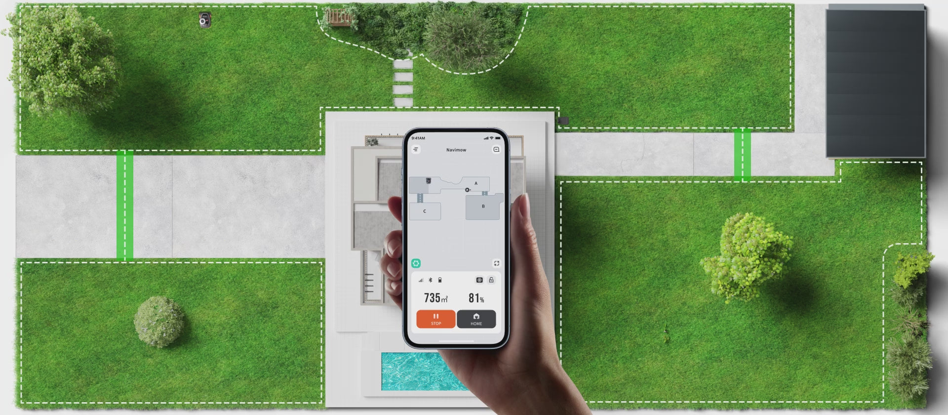 Carica il video: <p>Monitora lo stato di Navimow in tempo reale</p>